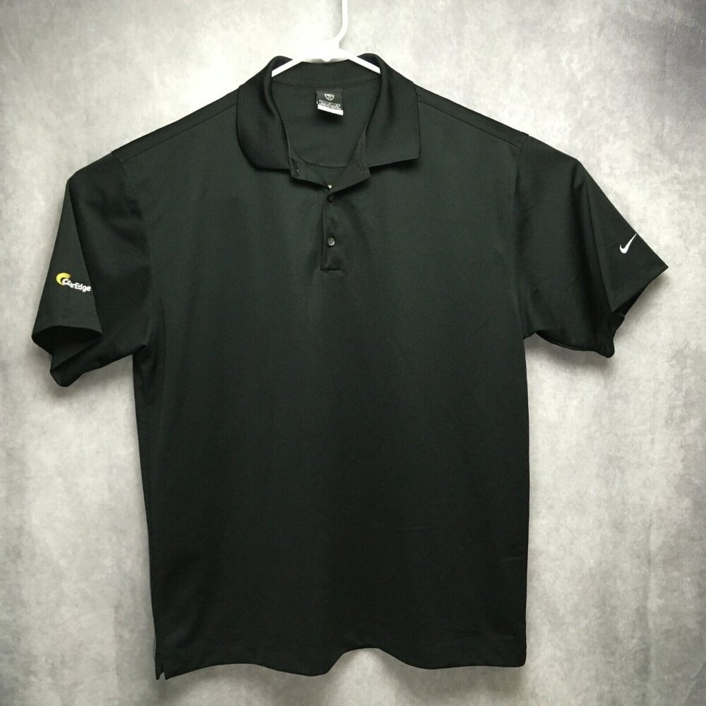Nike Mens Golf Polo Shirt size Large‎ Black Short Sleeve Collared 100% Polyester